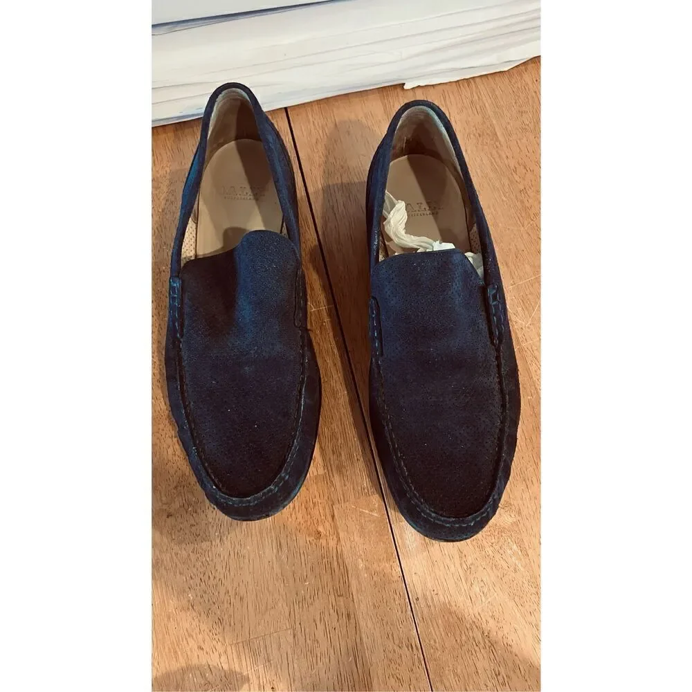 Bally Desta Blue Suede Loafers Shoes Mens Size 40 US 7